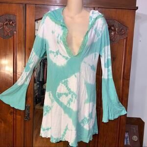 LOVE TANJANE BOHO TIE DYE HOODIE NIGHTSHIRT MINIDRESS BEACH COVER